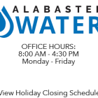 Alabaster Water Logo and Office Hours
